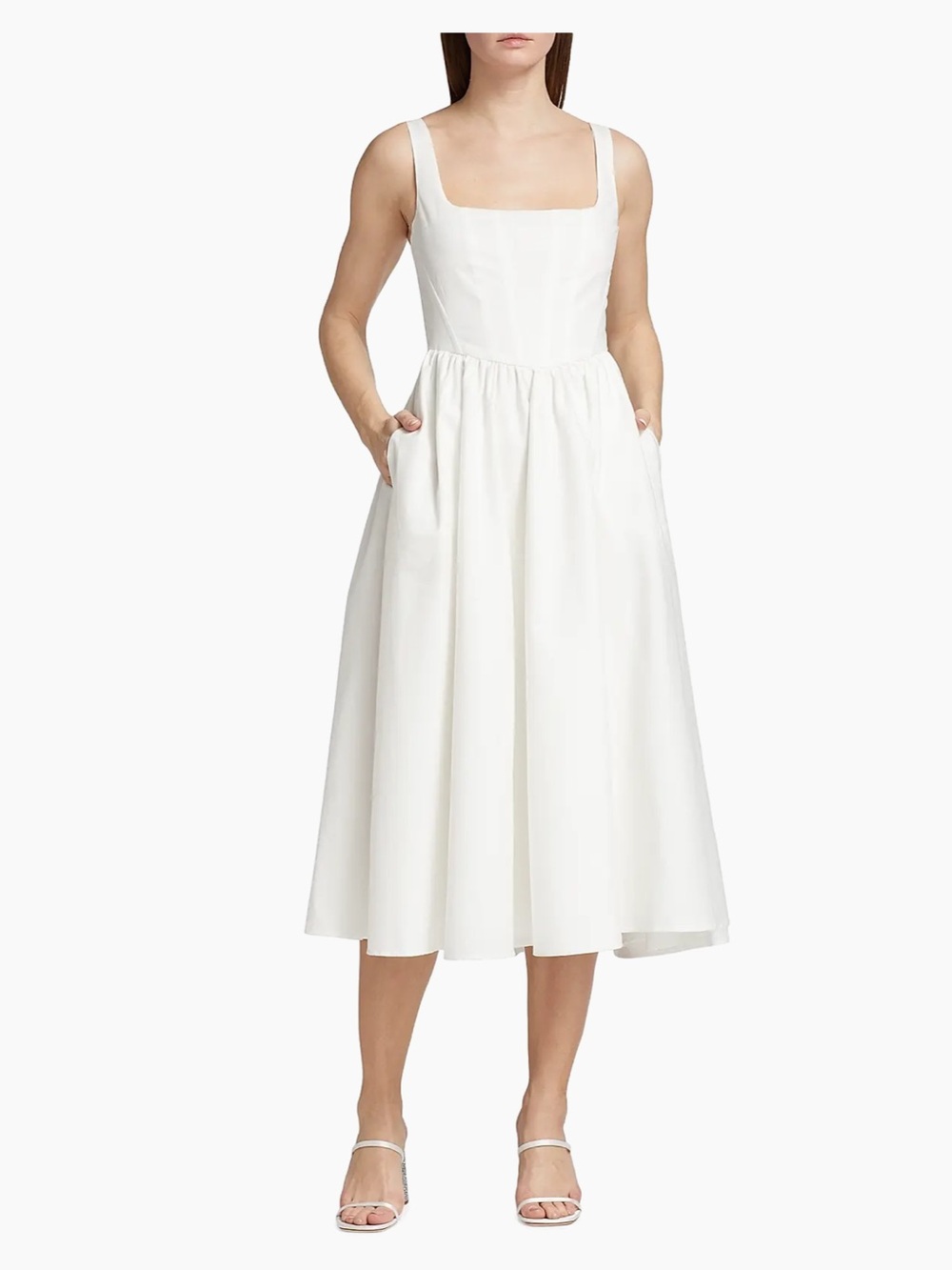 WayF Brand White Sleeveless A-Line Midi Dress